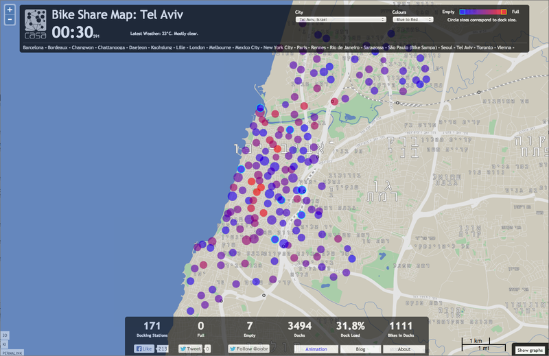 Illustration for article titled Peep This Awesome Real-Time Map of the World’s Bike Shares